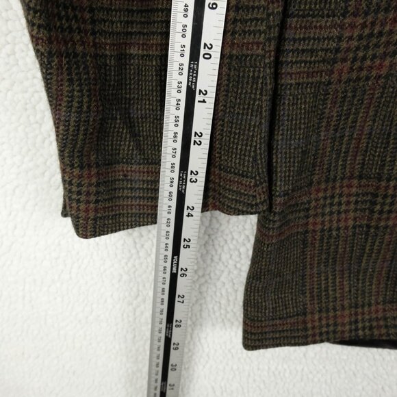 Vintage Blazer Mens 46R Brown Red Glen Check Alpaca Wool Two Button Business - Picture 10 of 15